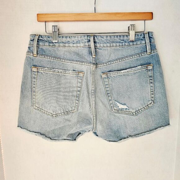 FRAME Le Garçon Denim Shorts Size 26 Acid Wash Raw Hem Distressed Boyfriend - Picture 5 of 8